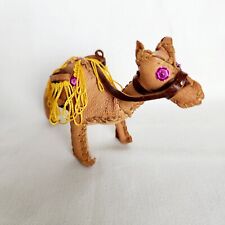Camel Nativity Figurine Leather Wrapped Saddle Tassels Sequins Vintage Figure picture