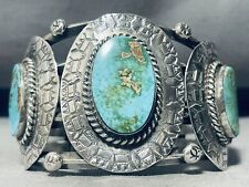 MUSEUM QUALITY VINTAGE NAVAJO ROYSTON TURQUOISE STERLING SILVER BRACELET picture