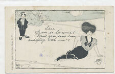 A/S - Woman on Beach - I am So Lonesome  - unposted postcard picture
