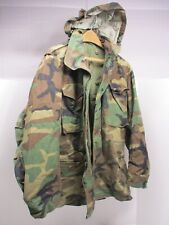 Miltary issue woodland camo cold weather coat w/lining and hood - Medium Regular picture