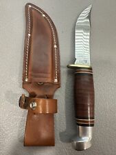 Western Cutlery L66 J Sheath Hunting Knife  4.5in blade Leather Handle Original picture