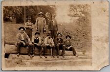 Postcard Lumberjacks? Railroad Workers? Sawmill?  Bridgeport, Ohio  RPPC  Fu picture