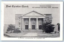 Hot Springs Arkansas Postcard First Christian Church Ouachita Grand 1959 Vintage picture