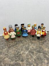Vintage 60s Russian Miniature Folk Art Plastic Dolls Set of 13 Figurine Toys picture