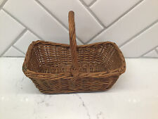 Vintage Small Rectangular Wicker Rattan Basket 6 1/4