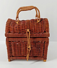 Woven Wicker Basket with Handles 6 1/2