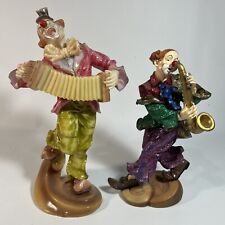 2 Vintage Street Clown FIgurines Jazz Music Circus Glossy Shiny Figures picture
