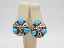 NATIVE AMERICAN INDIAN NAVAJO DENNIS KALISTEO STERLING SILVER TURQUOISE EARRINGS picture