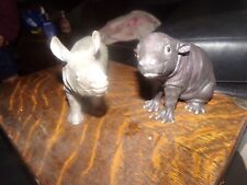 Lenox Endangered Species Fine Porcelain 1993 Pygmy Hippo & 1992 Asian Rhino picture
