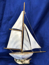 Vintage Midcentury Mother Of Pearl Sail Boat Model Made In Japan picture