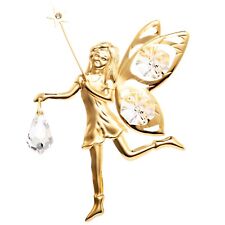 SWAROVSKI CRYSTAL ELEMENTS STUDDED FAIRY HOLDING WAND FIGURINE 24K GOLD PLATED picture