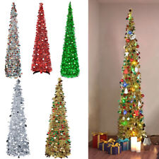 5FT Pop Up Christmas Tree Tinsel Collapsible Artificial Xmas Tree Home Decor USA picture