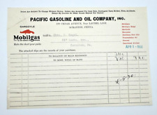 Vintage 1930 Receipt Pacific Gasoline & Oil Co Scranton PA Large Size 8x6
