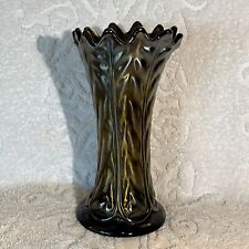 Antique Northwood Amethyst Iridescent Carnival Glass Leaf Column Swung Vase READ picture