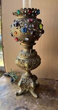 BRADLEY AND HUBBARD BRASS JEWELED TABLE LAMP picture