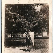 1908 Ligonier, IN / PA? Athlete RPPC High School Championship Pennant Photo A127 picture