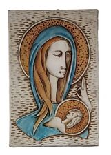 Vintage Japan Sanmyro Blue Gold Madonna Mother Mary And Jesus Religious Plaque picture