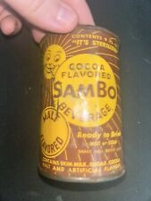 Rare Old Vintage 1950s Sambo Chocolate Malt Drink Flat Top Soda Can Black (HOLE) picture