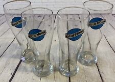 SET OF 4 BLUE MOON LOGO BREWING BEER  TULIP BAR DRINKING GLASSES  8 inches tall picture