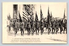 CPA Victory Parade Défilé 1919 American Soldiers, Flag France - Vintage Postcard picture