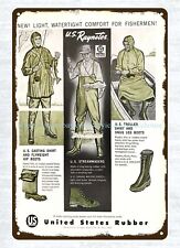 1958 US Rubber Fishing Outdoor Gear Waders Boots Shirt metal tin sign picture