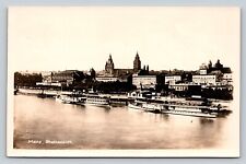 VINTAGE RPPC Postcard: Mainz, Germany -Beautiful View of Rhine River & City picture
