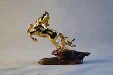 Rare Running Gold Plated Horse Jumping off Rock in Motion RISIS ENG Stamped picture