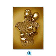 Golden Sculpture Iron Wire Man Hanging Canvas, Wall Artistic Marvel for Your Hom picture