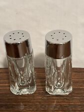 Lead Crystal Salt And Pepper Shakers Silver Plated Top picture