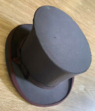 Vintage Magicians' Collapsible Top Hat - Black with Dark Burgandy Ribbon and Bow picture