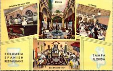 Postcard Tampa Florida FL Columbia Spanish Restaurant Linen 1938 CURT TEICH picture