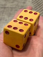 Old butterscotch bakelite red pips backgammon ??? jumbo dice 041724aAHZI picture