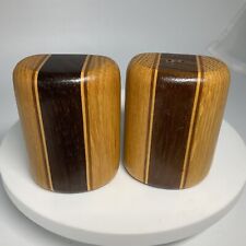 Mid Century Modern Layered Wood  Salt & Pepper Shaker Set MCM 3 Inch picture