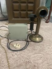 Western Electric Antique Candlestick Brass Telephone Phone 1915 W/ Ringer Box picture
