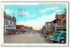 Terrell Texas TX Postcard Business Section Moore Avenue 1941 Vintage Cars Scene picture