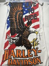 Vintage 80's Harley-Davidson Live To Ride Bald American Eagle  Beach Towel USA picture