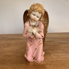 Vintage Lello Kneeling Angel Figurine Large Gold Wings Italy 5501 8 inches Tall picture