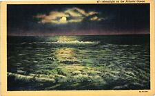 Vintage Postcard- H1209. ATLANTIC OCEAN MOONLIGHT. UnPost 1930 picture