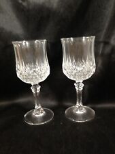 Pair of Cristal d'Arques Longchamp 6-1/2” Wine Glasses Clear CRALON picture