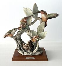 RARE Giuseppe Armani Porcelain Hummingbirds in Tree w/ Nest Sculpture 1983 Italy picture