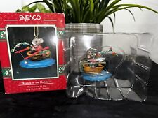 1988 Enesco Ornament Reeling In The Holidays Christmas Mouse Fishing Vtg picture