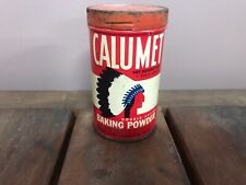 Vintage CALUMET Baking Powder Metal Tin Can with Lid -Headdress Design picture