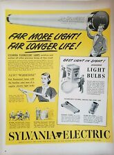 Lot of 2 Vintage 1948 Sylvania Light Bulbs Print Ads Ephemera Wall Art Decor picture