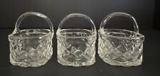 Vintage Miniature Glass “Woven” Trinket Baskets 2.5 Inch Thick Art Set Of 3 picture