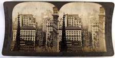 Vintage Stereograph Stereo View Stereoscope Card 1905 NY Broadway w Empire State picture