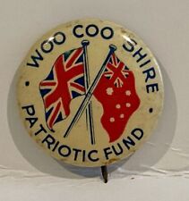 VINTAGE 1940s ANZAC SOLDIERS PATRIOTIC FUND WOO COO SHIRE QLD TIN BADGE VGC picture