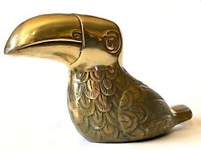 Vintage Large Brass Toucan Bird Sculpture Statue Heavy Duty Natural Patina Dolbi picture