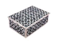 Antique Pattern Inlay Work Trinket Box Rectangle Marble Dining Table Decor Box picture