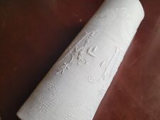 1 XL Antique French damask linen napkins hand embroidered monogram AM picture