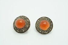 Chinese Export Silver Filigree Carnelian Screw-back Earrings picture
